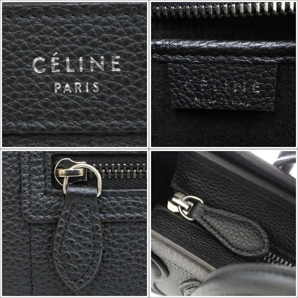 Celine Luggage Tote 2way Shoulder Bag Leather Black Shopper